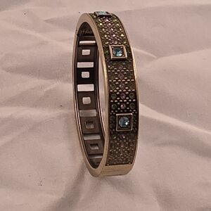 Heidi Daus Daily Double Gold Tone Bracelet with Blue and Purple Crystals